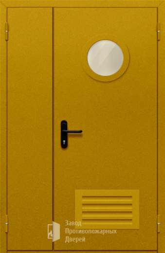 Фото двери «Полуторная с вентиляцией и стеклом №45» в Звенигороду