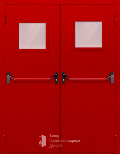 Фото двери «Двупольная со стеклопакетом и антипаникой (красная)» в Звенигороду