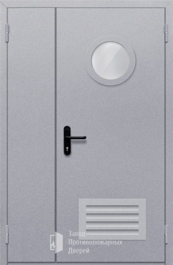 Фото двери «Полуторная с круглым стеклом и решеткой» в Звенигороду