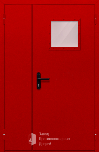 Фото двери «Полуторная со стеклопакетом (красная)» в Звенигороду