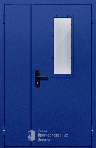 Фото двери «Полуторная со стеклом (синяя)» в Звенигороду
