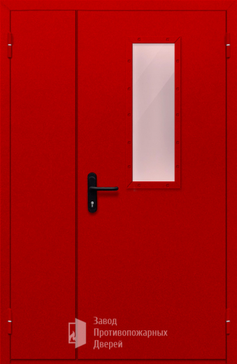 Фото двери «Полуторная со стеклом (красная)» в Звенигороду