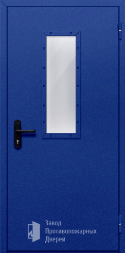 Фото двери «Однопольная со стеклом (синяя)» в Звенигороду