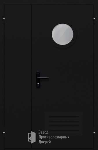 Фото двери «Полуторная с вентиляцией и стеклом №44» в Звенигороду