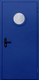 Фото двери «Однопольная с круглым стеклом (синяя)» в Звенигороду