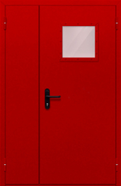 Фото двери «Полуторная со стеклопакетом (красная)» в Звенигороду