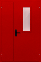 Фото двери «Полуторная со стеклом (красная)» в Звенигороду