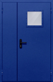 Фото двери «Полуторная со стеклопакетом (синяя)» в Звенигороду